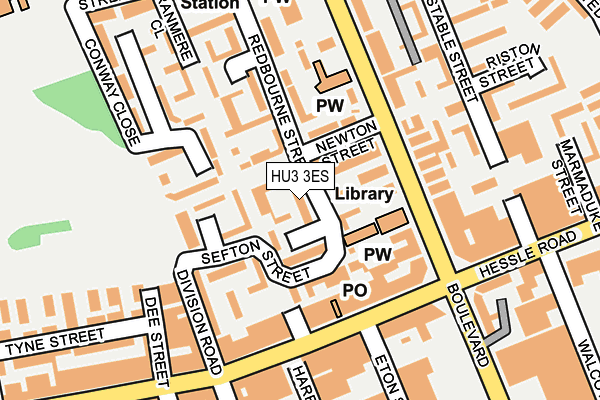 HU3 3ES map - OS OpenMap – Local (Ordnance Survey)