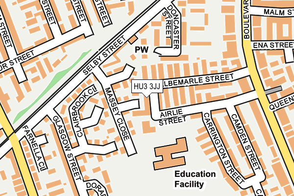 HU3 3JJ map - OS OpenMap – Local (Ordnance Survey)