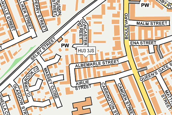 HU3 3JS map - OS OpenMap – Local (Ordnance Survey)