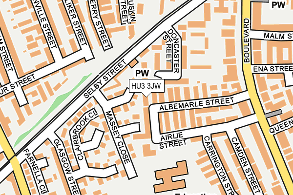 HU3 3JW map - OS OpenMap – Local (Ordnance Survey)