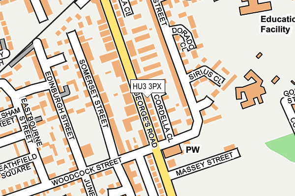 HU3 3PX map - OS OpenMap – Local (Ordnance Survey)