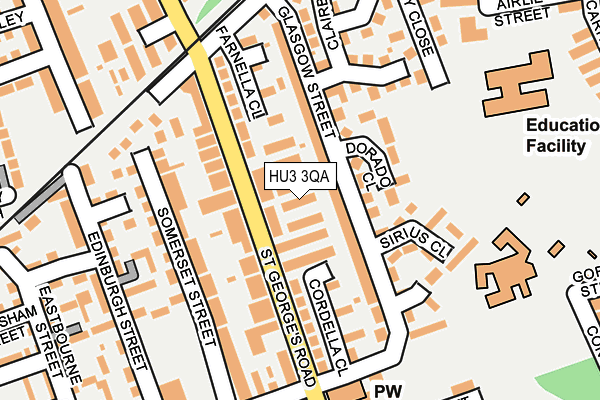 HU3 3QA map - OS OpenMap – Local (Ordnance Survey)