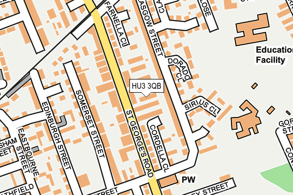 HU3 3QB map - OS OpenMap – Local (Ordnance Survey)