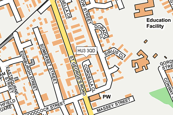 HU3 3QD map - OS OpenMap – Local (Ordnance Survey)