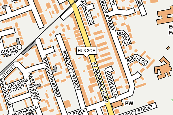 HU3 3QE map - OS OpenMap – Local (Ordnance Survey)