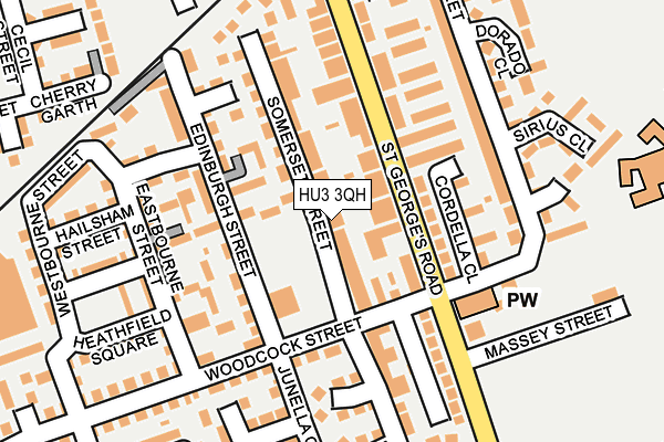 HU3 3QH map - OS OpenMap – Local (Ordnance Survey)