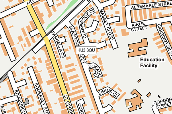 HU3 3QU map - OS OpenMap – Local (Ordnance Survey)