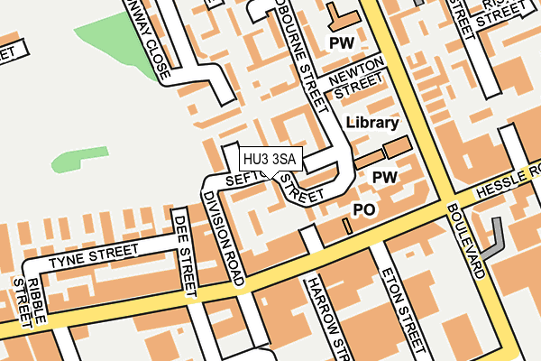 HU3 3SA map - OS OpenMap – Local (Ordnance Survey)