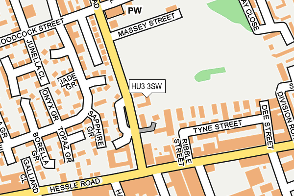 HU3 3SW map - OS OpenMap – Local (Ordnance Survey)