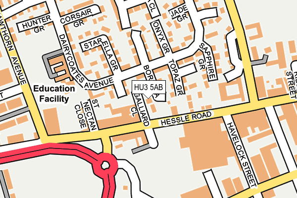 HU3 5AB map - OS OpenMap – Local (Ordnance Survey)