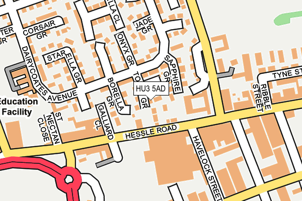 HU3 5AD map - OS OpenMap – Local (Ordnance Survey)