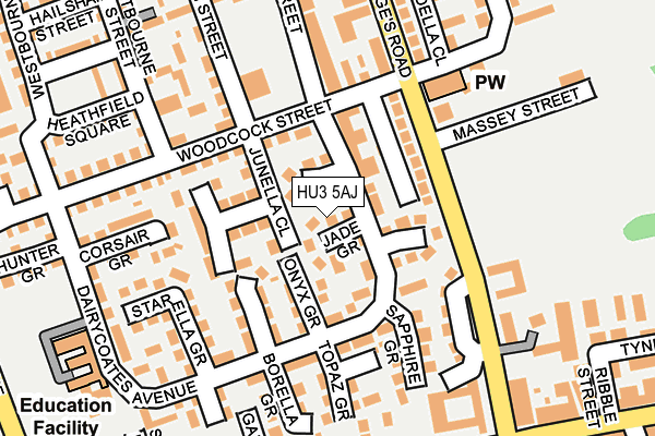 HU3 5AJ map - OS OpenMap – Local (Ordnance Survey)