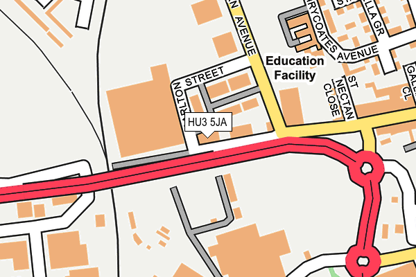 HU3 5JA map - OS OpenMap – Local (Ordnance Survey)