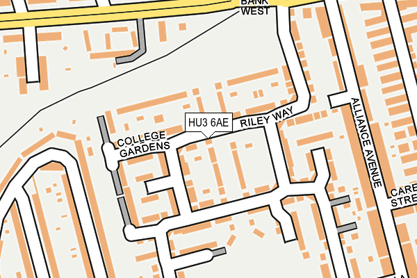 HU3 6AE map - OS OpenMap – Local (Ordnance Survey)