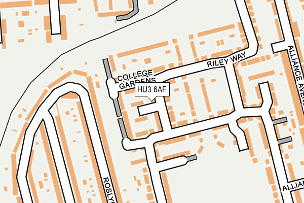 HU3 6AF map - OS OpenMap – Local (Ordnance Survey)