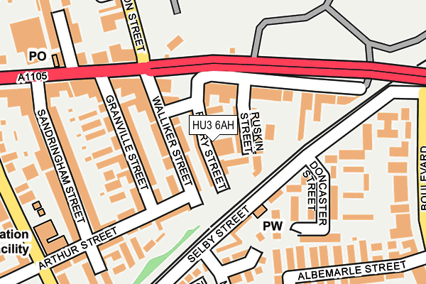 HU3 6AH map - OS OpenMap – Local (Ordnance Survey)