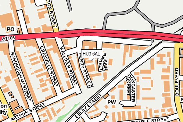 HU3 6AL map - OS OpenMap – Local (Ordnance Survey)