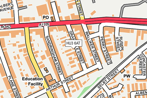 HU3 6AT map - OS OpenMap – Local (Ordnance Survey)