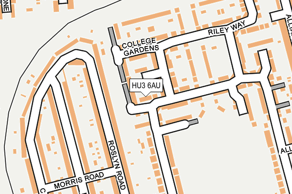 HU3 6AU map - OS OpenMap – Local (Ordnance Survey)