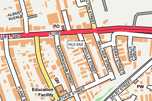 HU3 6AX map - OS OpenMap – Local (Ordnance Survey)