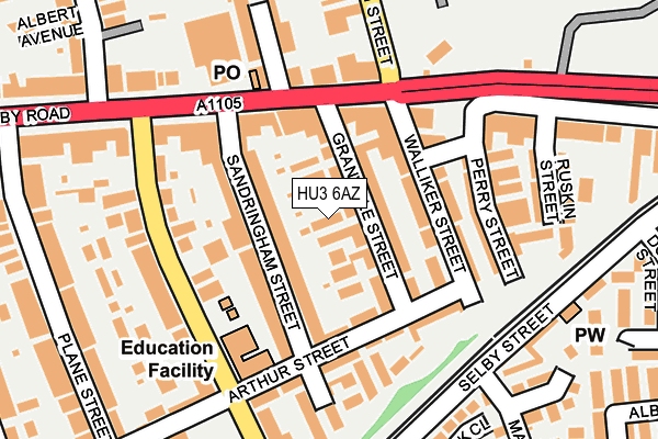 HU3 6AZ map - OS OpenMap – Local (Ordnance Survey)