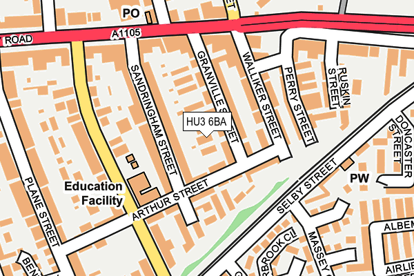 HU3 6BA map - OS OpenMap – Local (Ordnance Survey)