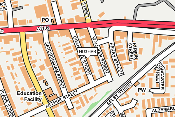 HU3 6BB map - OS OpenMap – Local (Ordnance Survey)