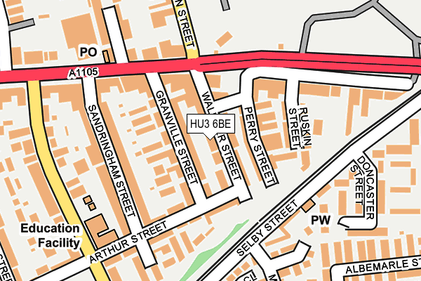 HU3 6BE map - OS OpenMap – Local (Ordnance Survey)