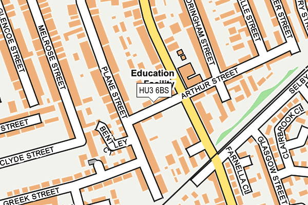 HU3 6BS map - OS OpenMap – Local (Ordnance Survey)