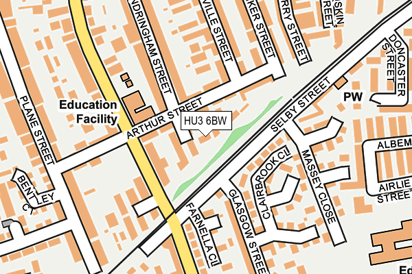 HU3 6BW map - OS OpenMap – Local (Ordnance Survey)