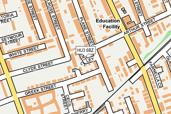 HU3 6BZ map - OS OpenMap – Local (Ordnance Survey)