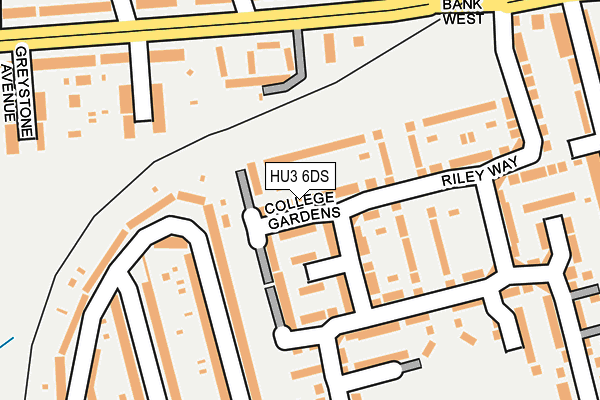 HU3 6DS map - OS OpenMap – Local (Ordnance Survey)