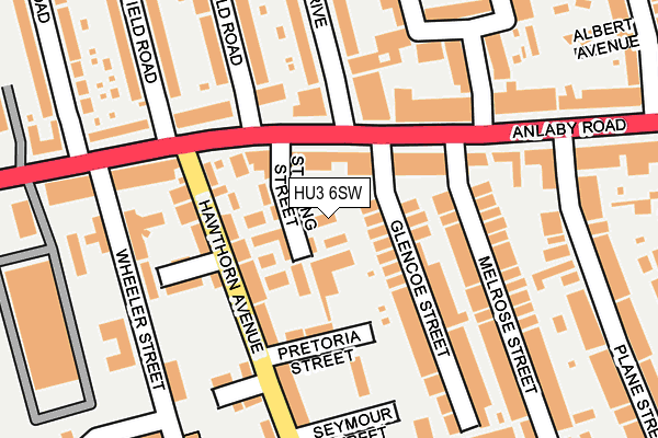 HU3 6SW map - OS OpenMap – Local (Ordnance Survey)