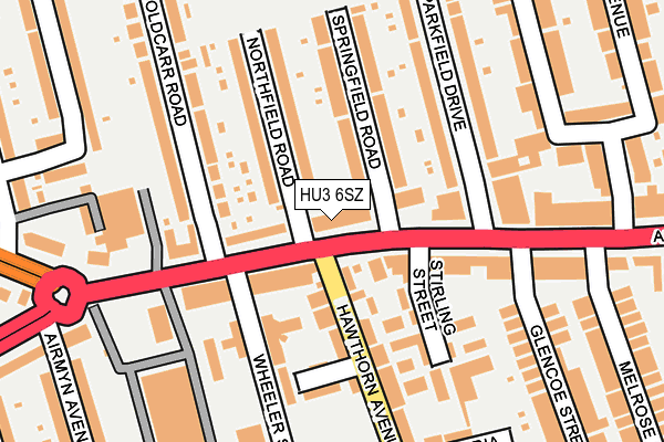 HU3 6SZ map - OS OpenMap – Local (Ordnance Survey)