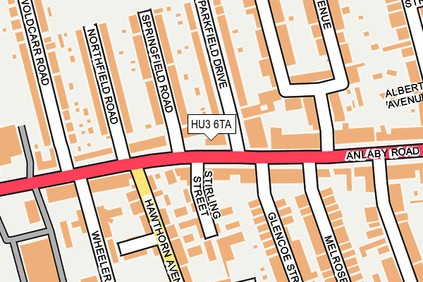 HU3 6TA map - OS OpenMap – Local (Ordnance Survey)