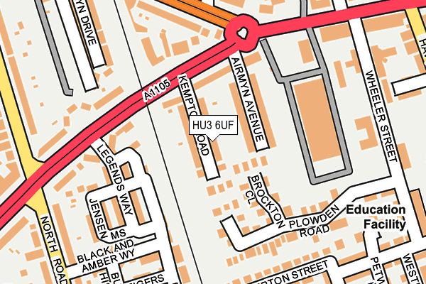 HU3 6UF map - OS OpenMap – Local (Ordnance Survey)