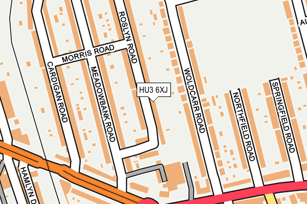 HU3 6XJ map - OS OpenMap – Local (Ordnance Survey)