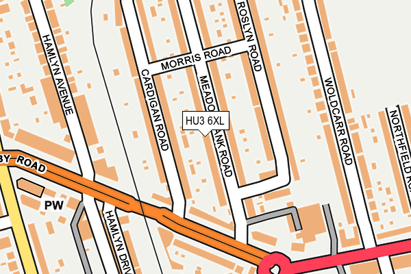 HU3 6XL map - OS OpenMap – Local (Ordnance Survey)