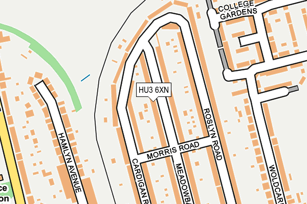 HU3 6XN map - OS OpenMap – Local (Ordnance Survey)