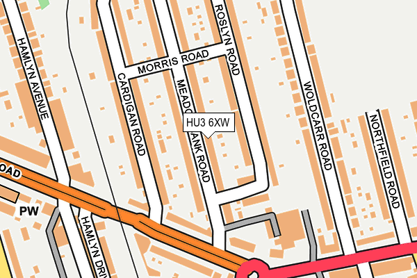 HU3 6XW map - OS OpenMap – Local (Ordnance Survey)