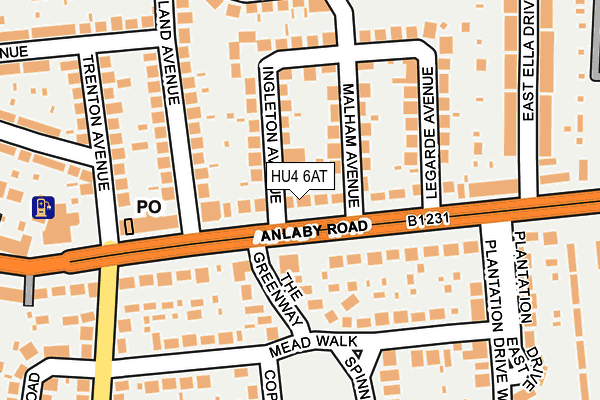 HU4 6AT map - OS OpenMap – Local (Ordnance Survey)