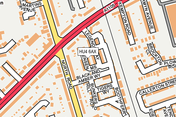 HU4 6AX map - OS OpenMap – Local (Ordnance Survey)