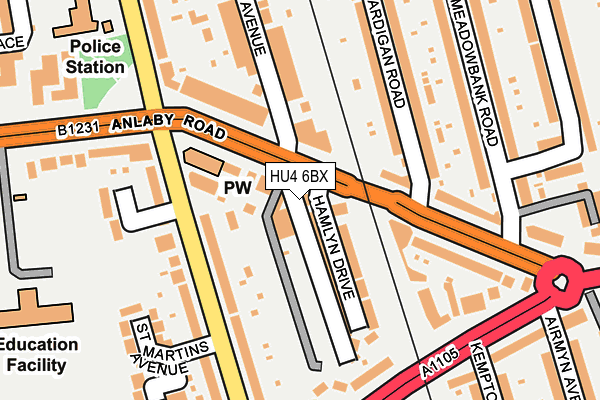 HU4 6BX map - OS OpenMap – Local (Ordnance Survey)