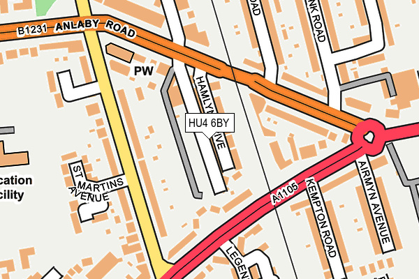 HU4 6BY map - OS OpenMap – Local (Ordnance Survey)