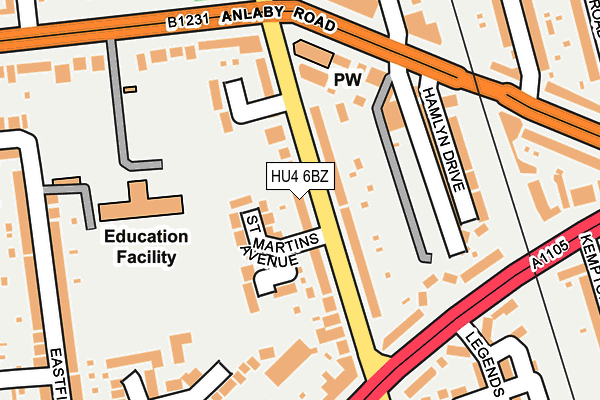 HU4 6BZ map - OS OpenMap – Local (Ordnance Survey)