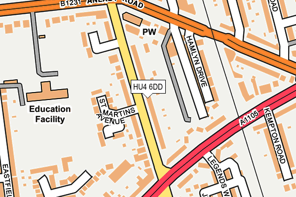 HU4 6DD map - OS OpenMap – Local (Ordnance Survey)