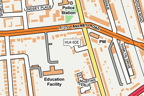 HU4 6DE map - OS OpenMap – Local (Ordnance Survey)