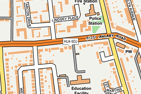 HU4 6DJ map - OS OpenMap – Local (Ordnance Survey)