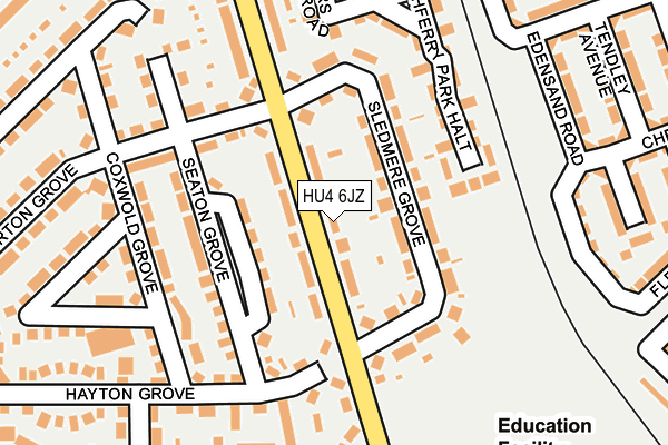 HU4 6JZ map - OS OpenMap – Local (Ordnance Survey)