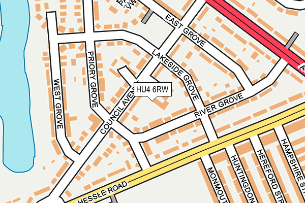 HU4 6RW map - OS OpenMap – Local (Ordnance Survey)